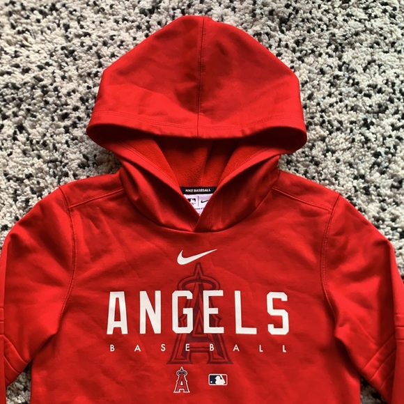 Nike Baseball Anaheim Angels Spellout Graphic Therma-Fit Hoodie Red Youth Small - Picture 5 of 15